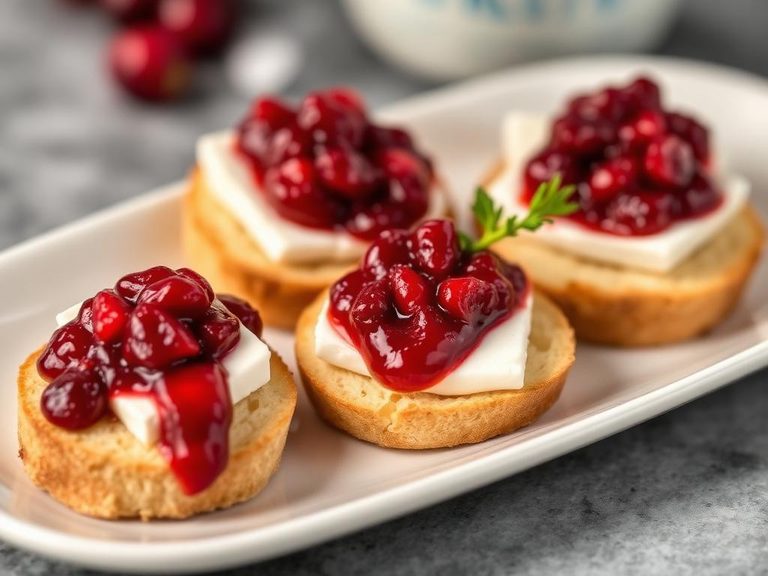 Brie and Cranberry Sauce Crostini