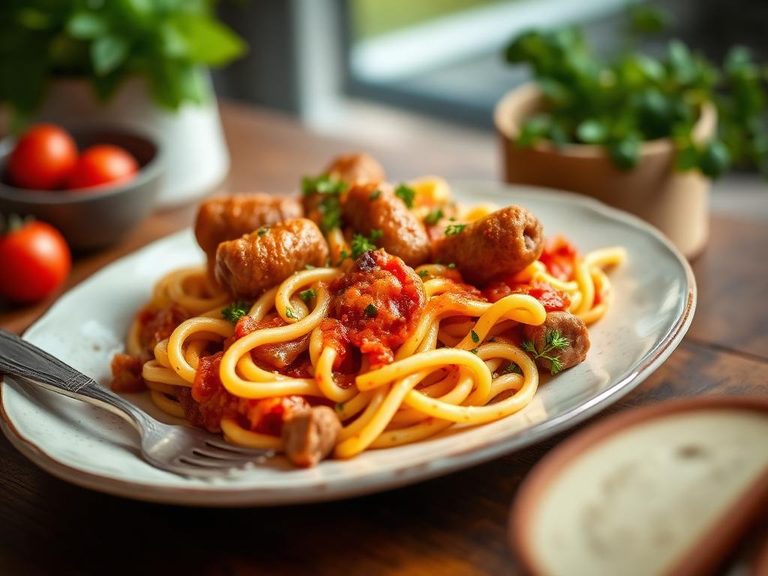 British Pasta Bake with Sausages