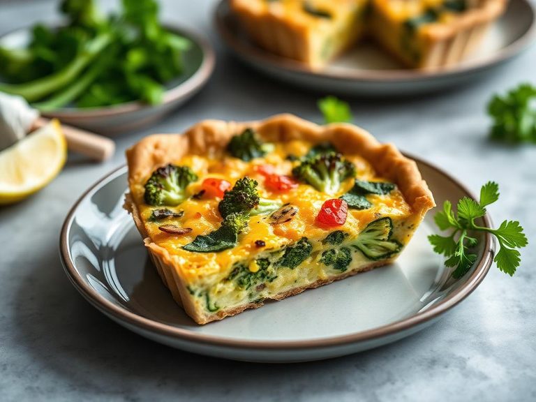 Broccoli and cheddar quiche