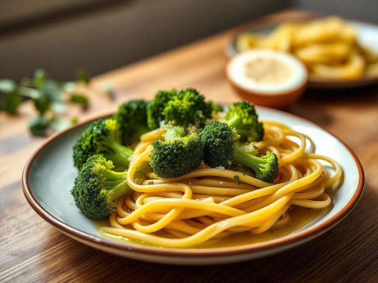 Broccoli and pasta with olive oil