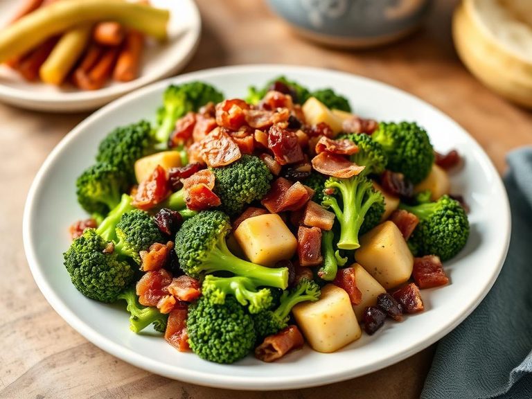Broccoli salad with bacon and raisins