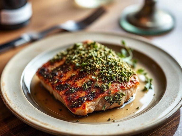 Broiled Emu Fan Fillet with Herb Crust