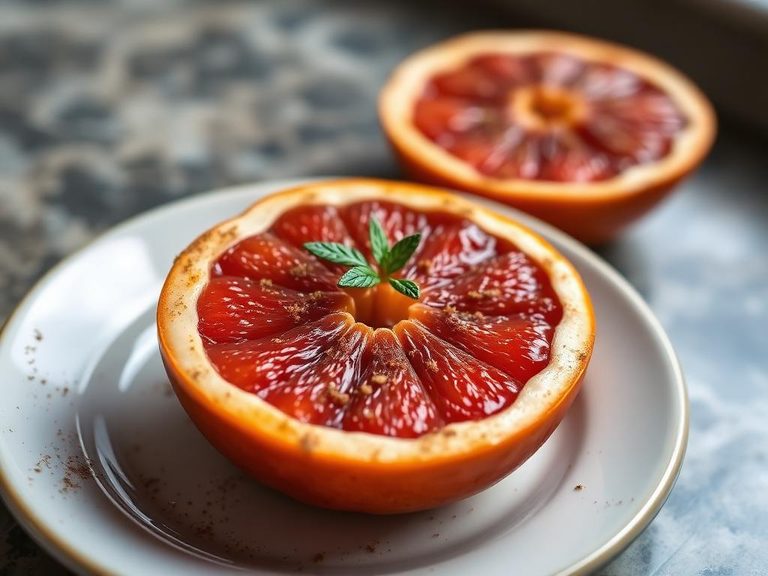 Broiled grapefruit with brown sugar and cinnamon