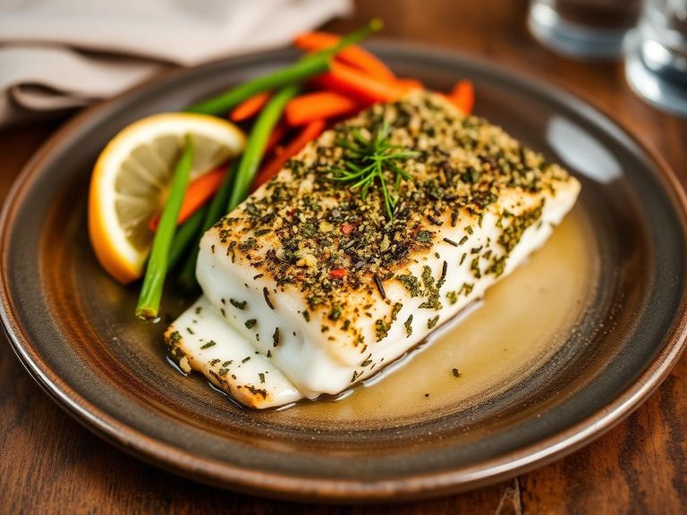 Broiled Halibut with Herb Crust