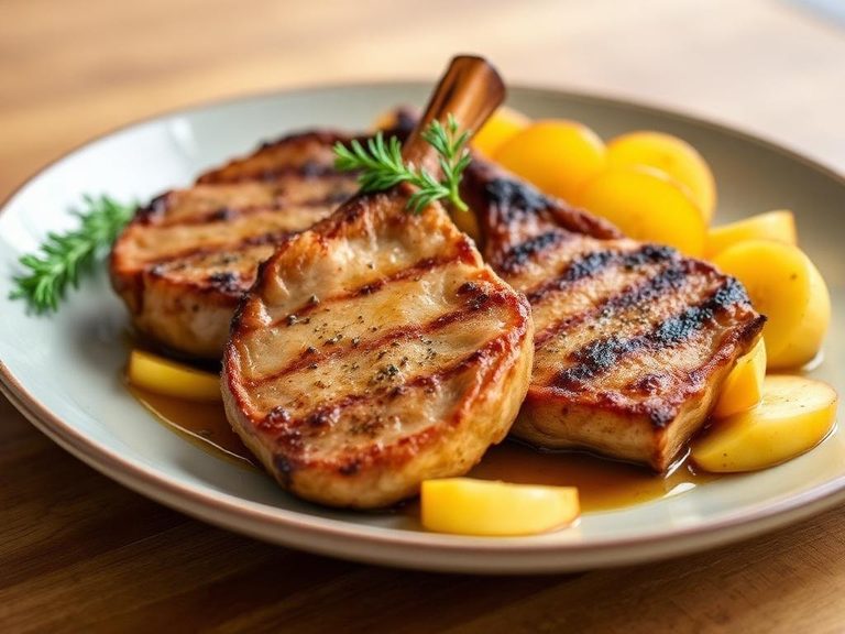 Broiled Pork Chops with Apples