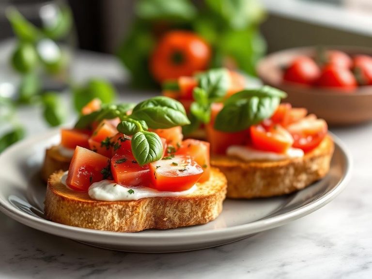 Bruschetta with tomatoes and basil