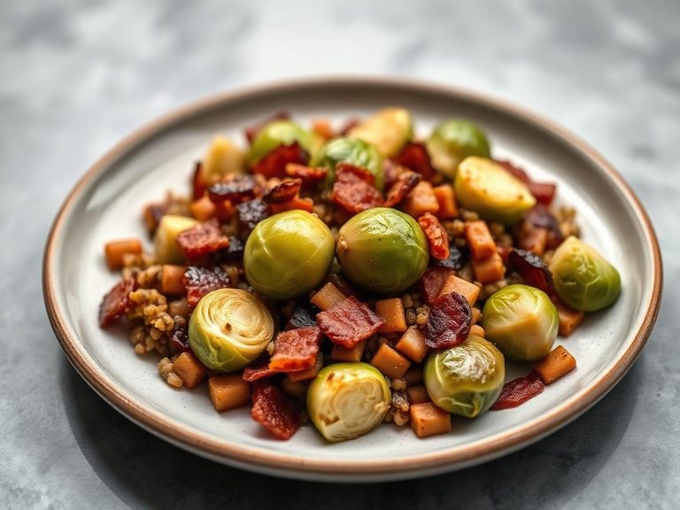 Brussels sprouts and bacon hash