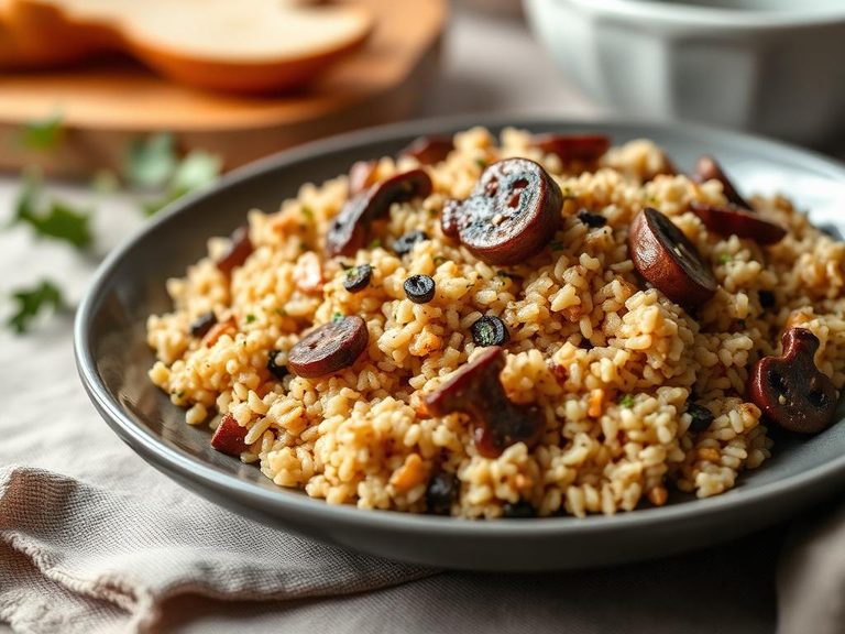 Buckwheat pilaf with mushrooms and onions
