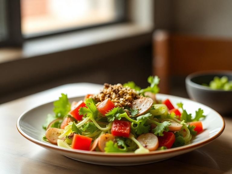 Butterbur salad with sesame dressing