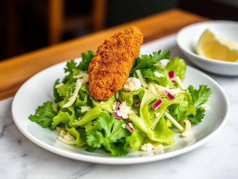 Caesar Salad with Breaded 'Chicken'