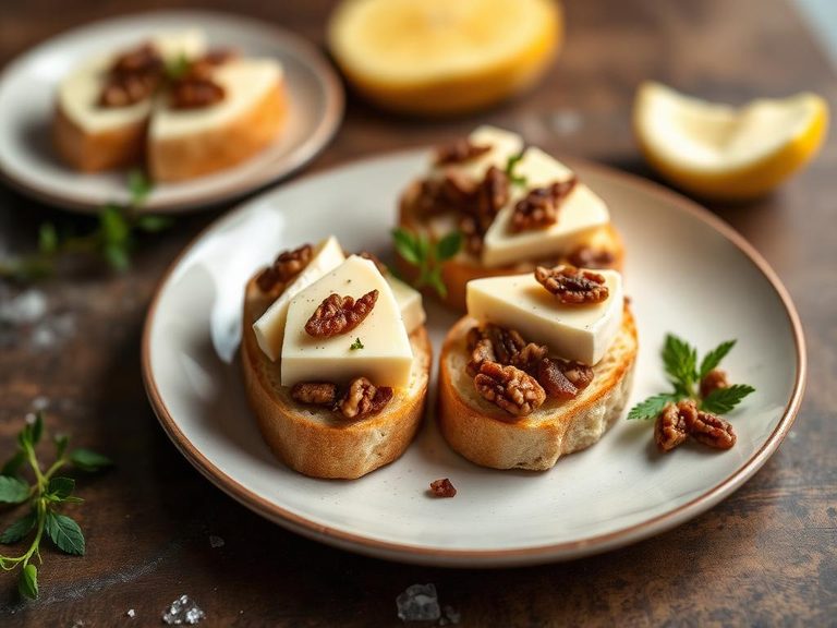 Camembert and walnut crostini