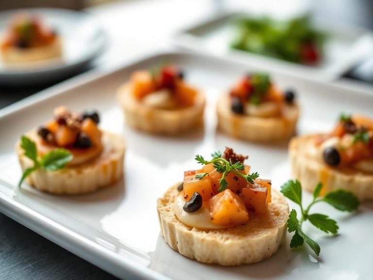 Canapés with savory toppings