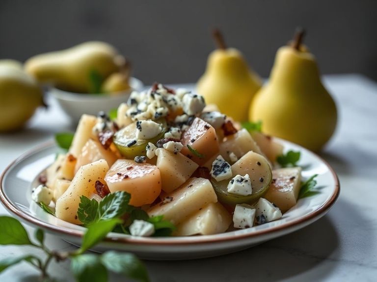 Canned pear salad with blue cheese