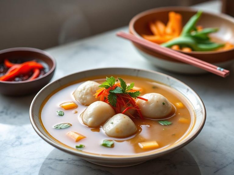 Cantonese chrysanthemum fish ball soup