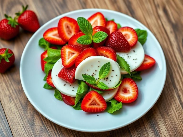 Caprese salad with strawberries