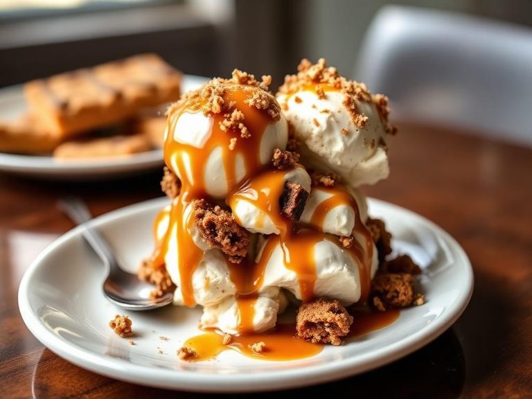 Caramel Cookie Bar Ice Cream Sundae