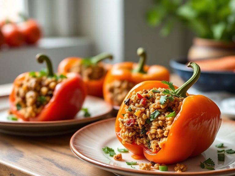 Carrot and Brown Rice Stuffed Peppers