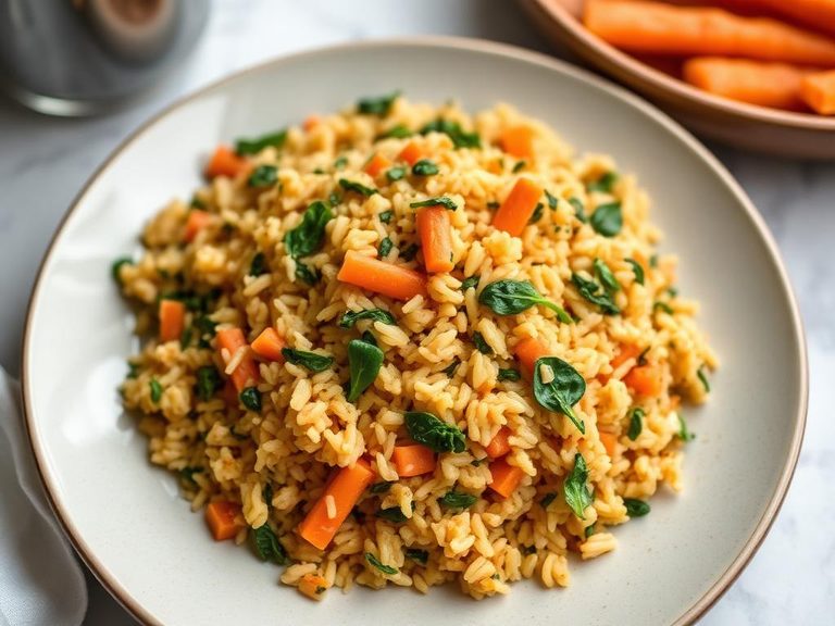 Carrot and Spinach Rice Pilaf