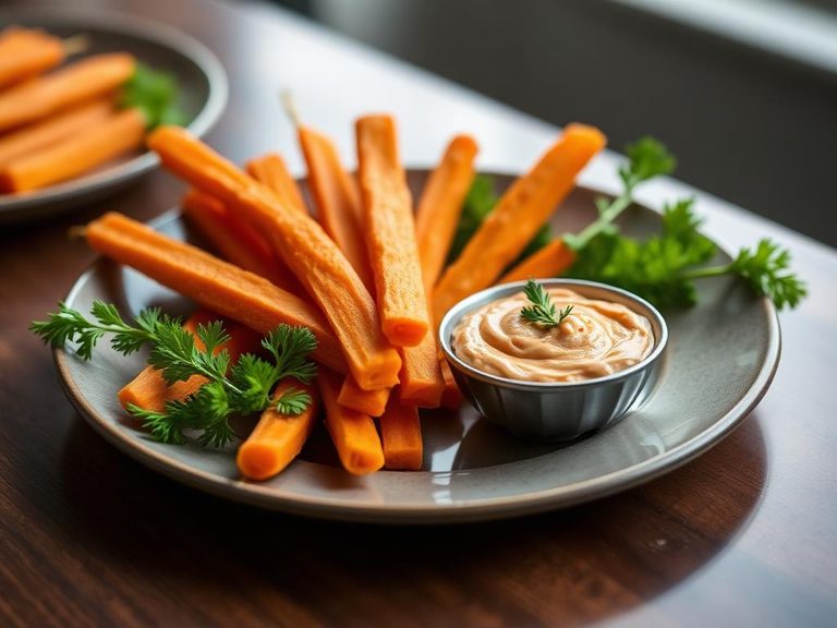 Carrot sticks with hummus