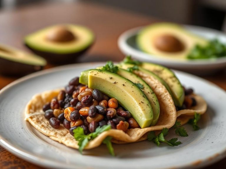 Casabe with black beans and avocado