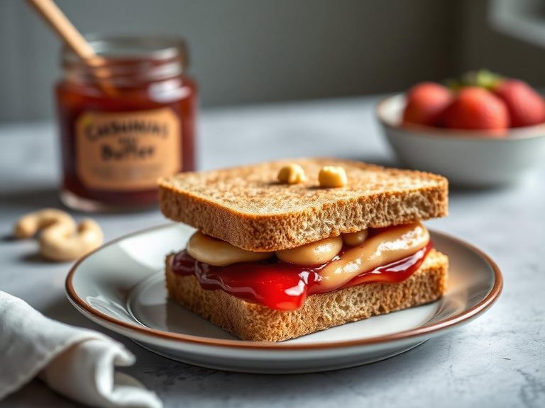 Cashew butter and jelly sandwich