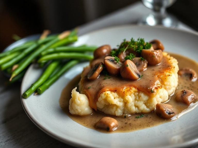 Cauliflower Steak with Mushroom Gravy