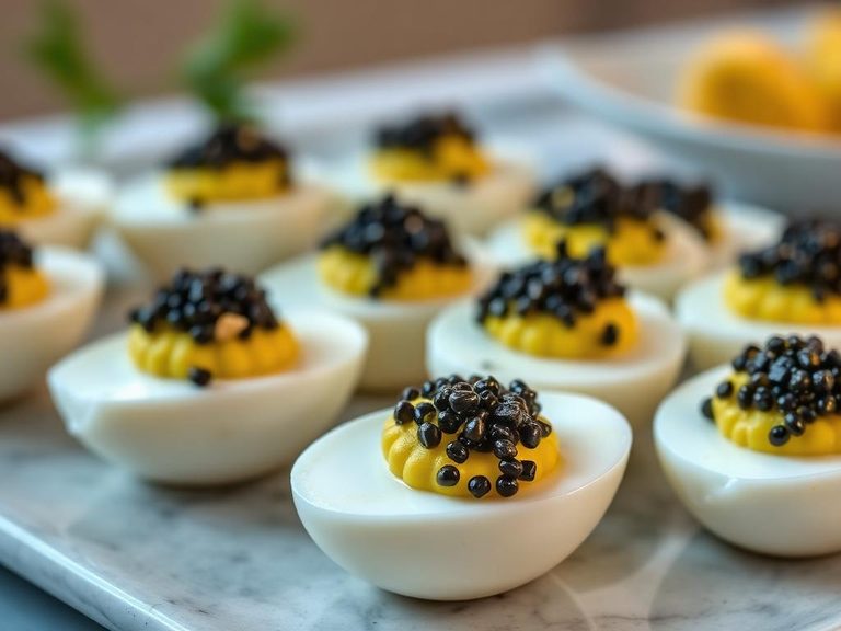 Caviar-topped deviled eggs