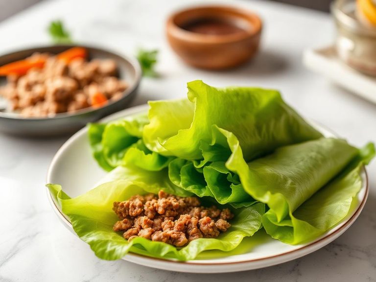 Celtuce leaf wraps with minced meat