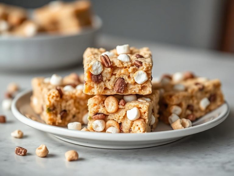 Cereal bar or treat with marshmallow binder