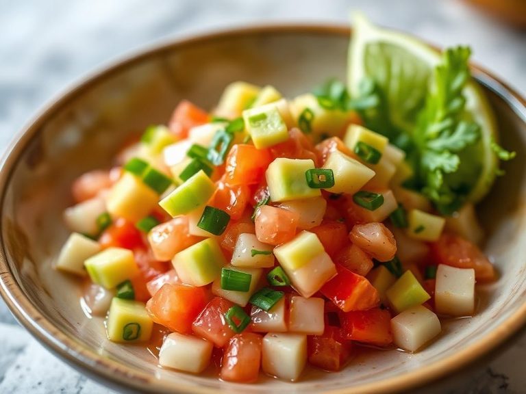 Ceviche with diced avocado