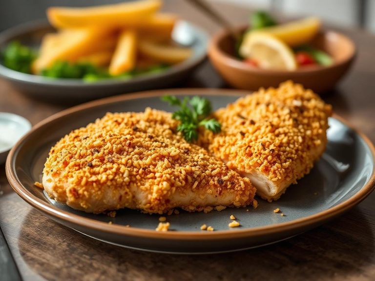Cheerio-crusted chicken or fish
