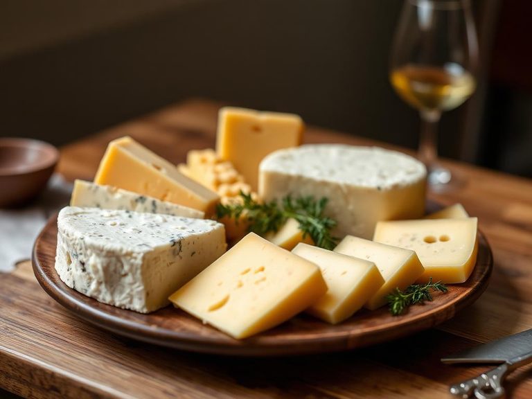 Cheese platter with aged cheddar or goat cheese