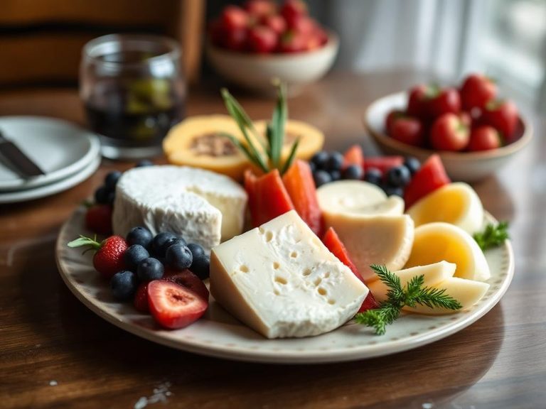 Cheese platter with fruit