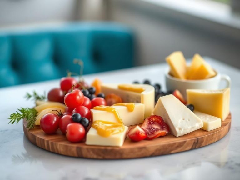 Cheese Platter with Mustard and Fruit