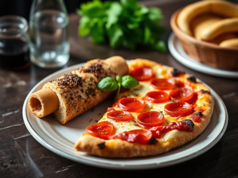 Cheese stick and pepperoni pizza