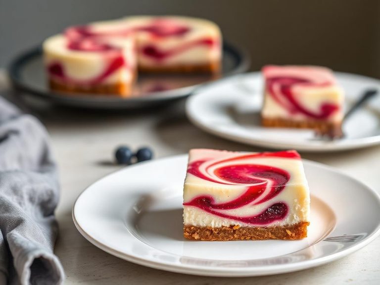 Cheesecake Bars with Fruit Swirl