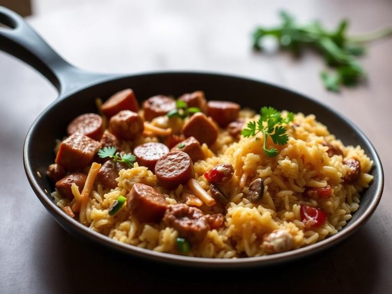 Cheesy Sausage Rice Skillet