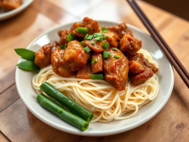 Chicken Adobo with Rice Noodles