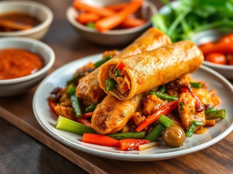 Chicken egg roll stir-fry with vegetables