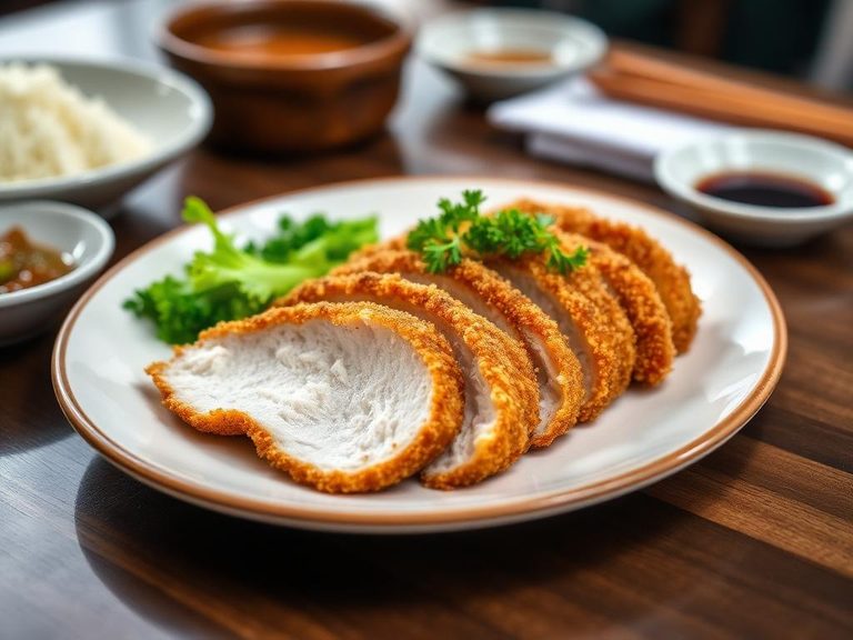 Chicken katsu (Japanese cutlet, often served sliced)
