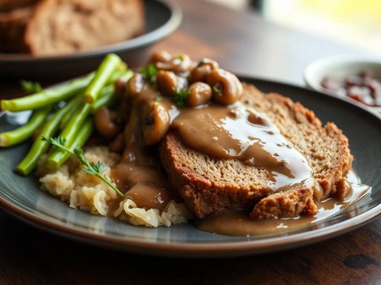 Chicken Meatloaf with Mushroom Gravy