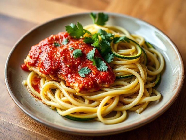 Chicken Parmesan with Zucchini Noodles