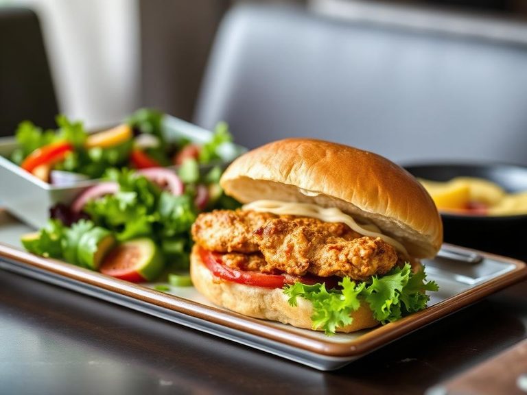 Chicken Sandwich with a side salad