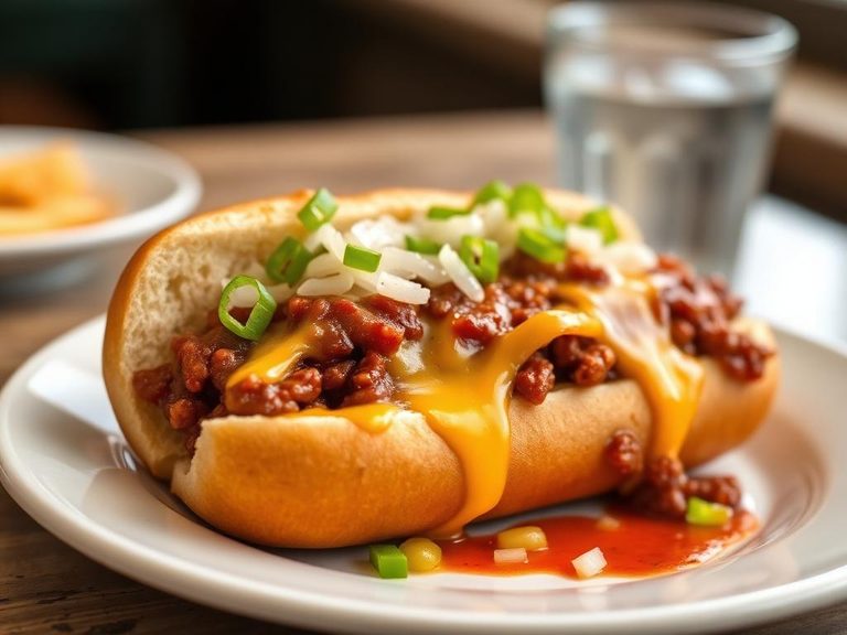 Chili Dog with Cheese and Onions