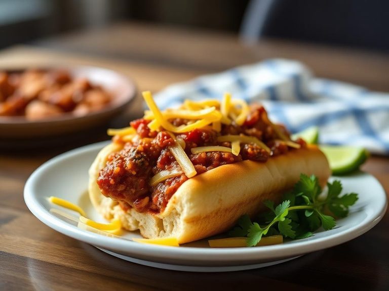 Chili dog with vegan chili and cheese