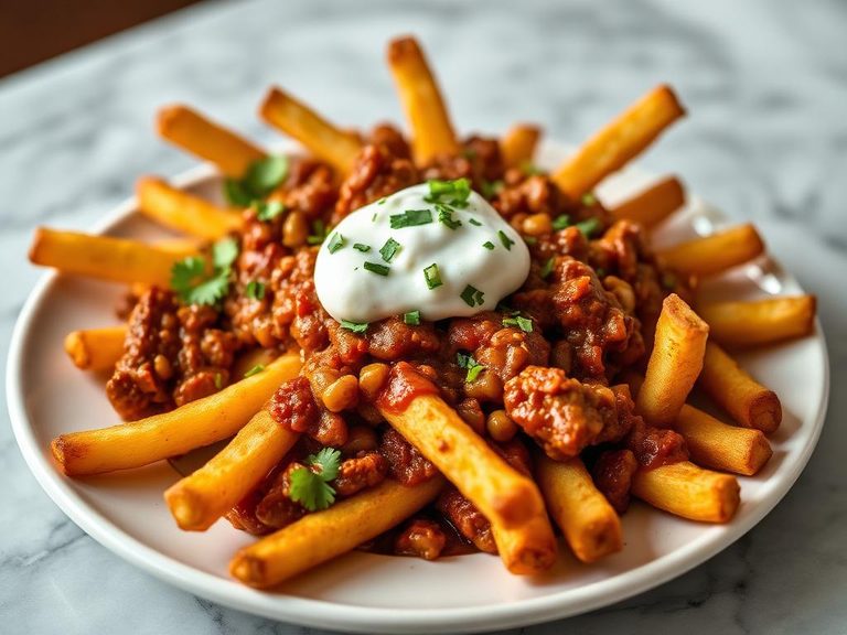 Chili Fries with Sour Cream