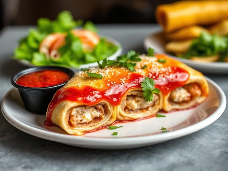 Chimichanga with Red Sauce
