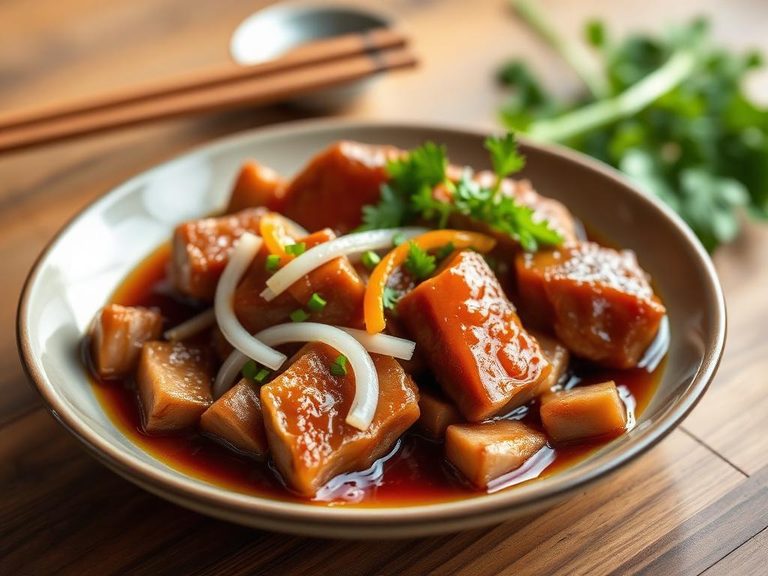 Chinese braised pork belly with daikon