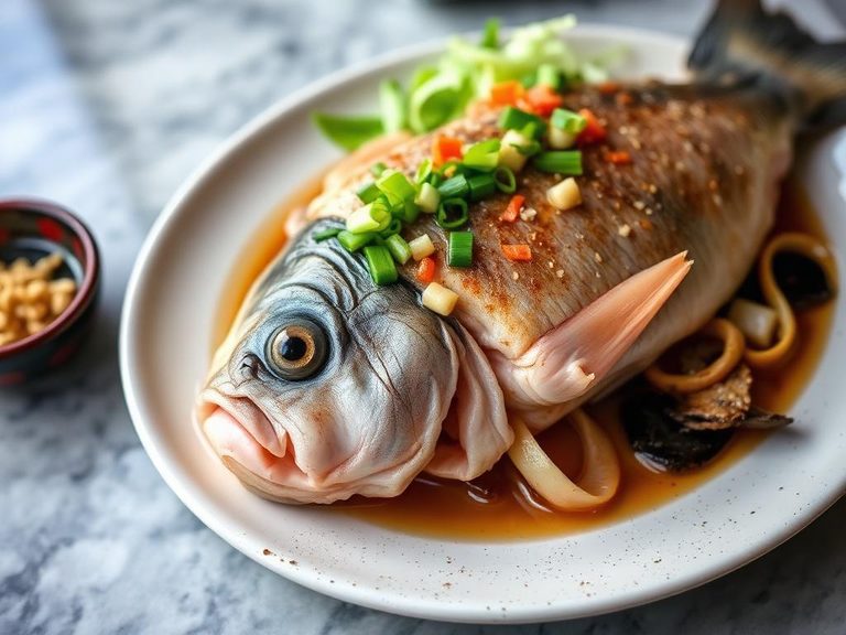 Chinese Steamed Whole Fish with Ginger and Scallion