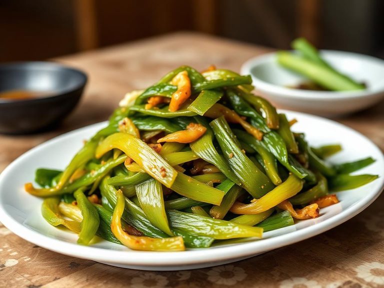 Chinese Stir-fried Bitter Melon Leaves with Garlic